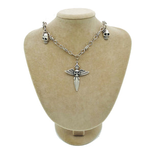 Angel Skeleton Head Charm Necklace