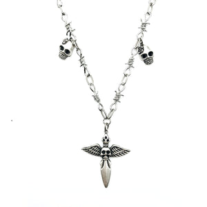 Angel Skeleton Head Charm Necklace