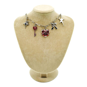 Gothic Heart Charm Key Necklace