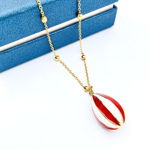Red - White Hot Air Balloon Necklace