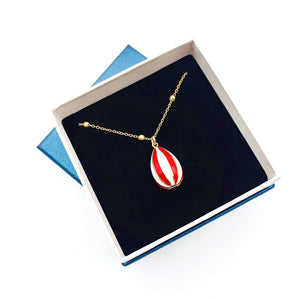 Red - White Hot Air Balloon Necklace