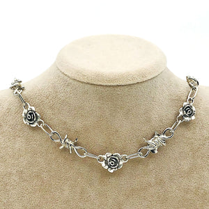 Rose Necklace with Barbed Wire