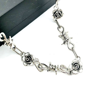 Rose Necklace with Barbed Wire