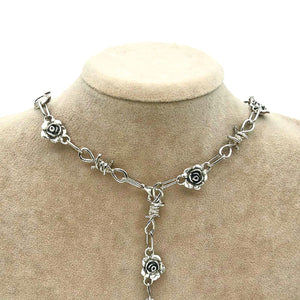 Rose Necklace with Barbed Wire
