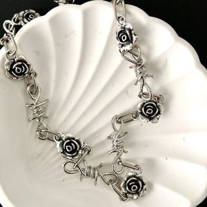 Rose Necklace with Barbed Wire