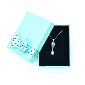 Blue & White Hot Air Balloon Necklace