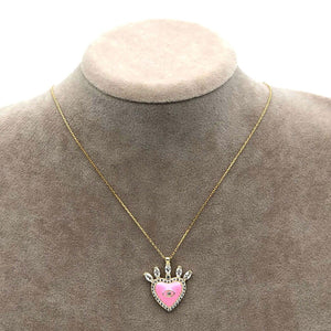 Pink Queen Evil Eye Heart Necklace